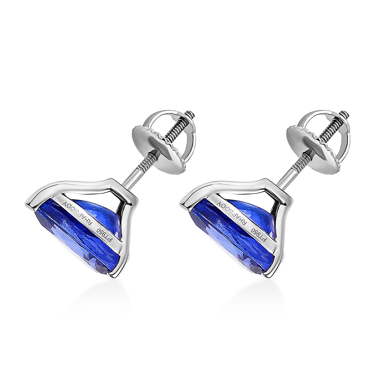 Doorbuster Rhapsody 950 Platinum AAAA Tanzanite Stud Earrings 5.15 ctw image number 3