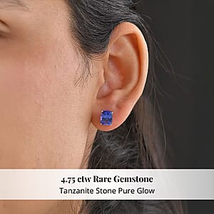Rhapsody AAAA Tanzanite Solitaire Stud Earrings in 950 Platinum 4.75 ctw