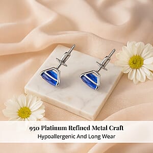 Rhapsody AAAA Tanzanite Solitaire Stud Earrings in 950 Platinum 4.75 ctw