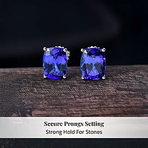 Rhapsody AAAA Tanzanite Solitaire Stud Earrings in 950 Platinum 4.75 ctw