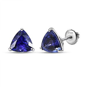 Doorbuster Rhapsody AAAA Tanzanite 4.75 ctw Solitaire Stud Earrings in 950 Platinum