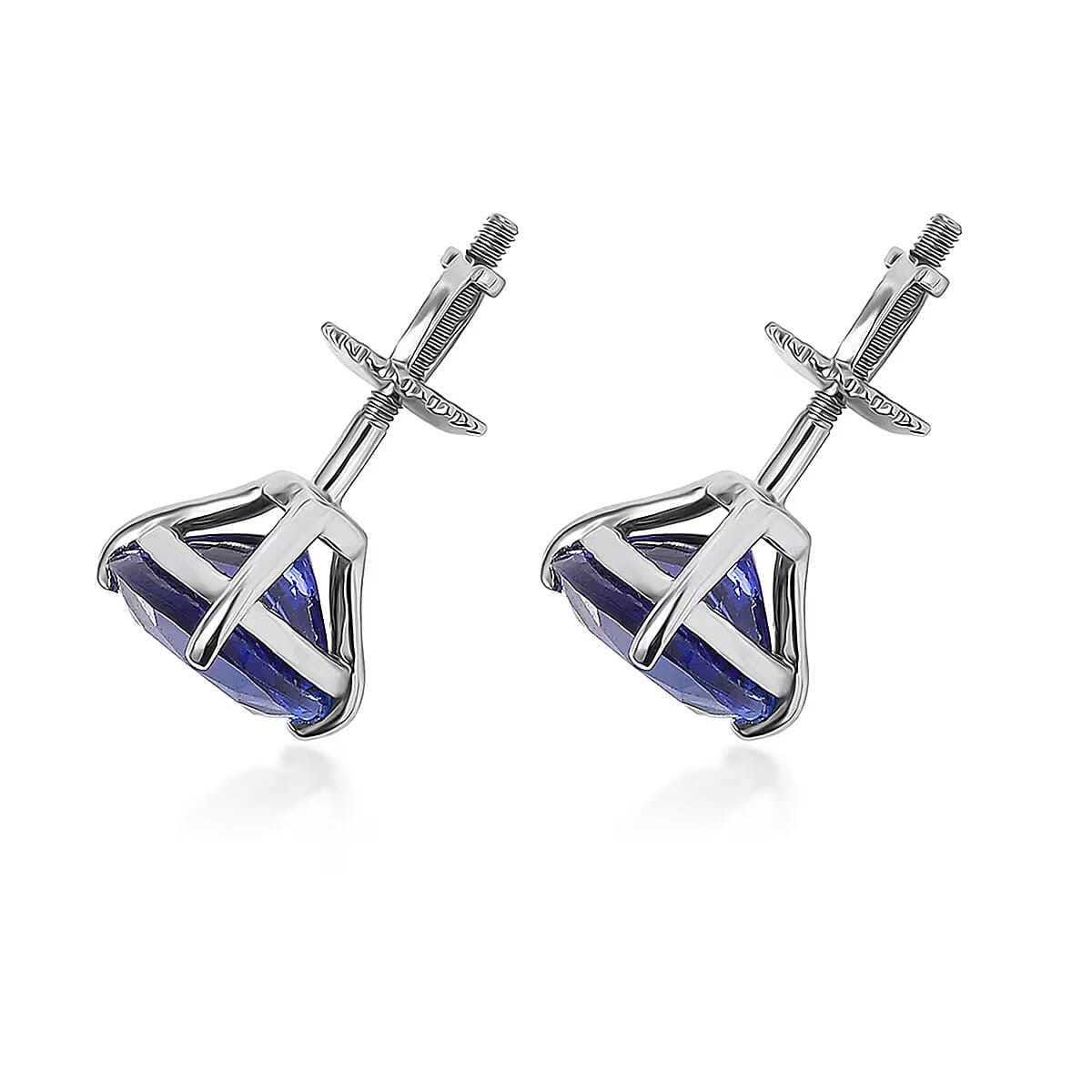 Doorbuster Rhapsody AAAA Tanzanite 4.75 ctw Solitaire Stud Earrings in 950 Platinum image number 6