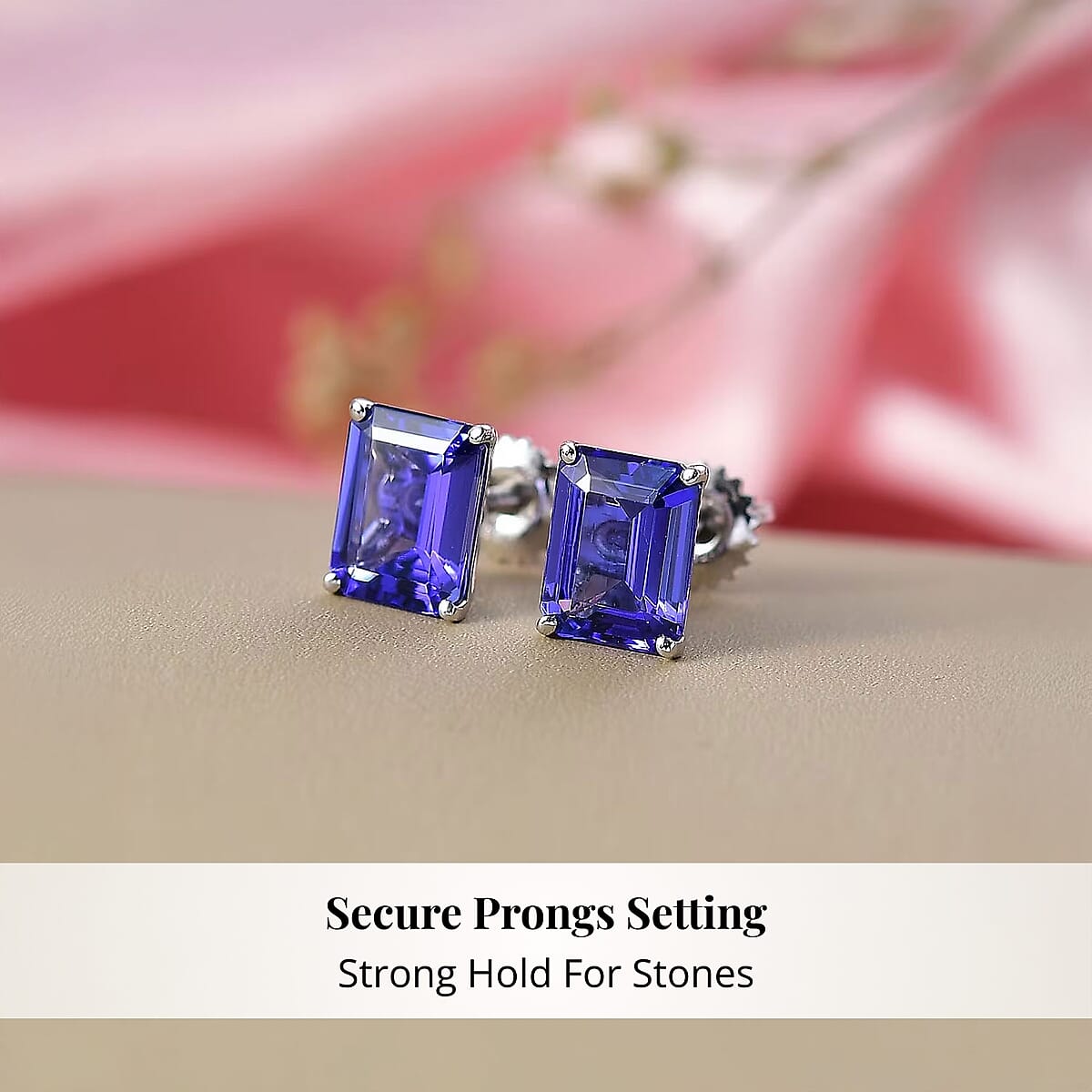 Doorbuster Rhapsody AAAA Tanzanite 4.75 ctw Solitaire Stud Earrings in 950 Platinum image number 3