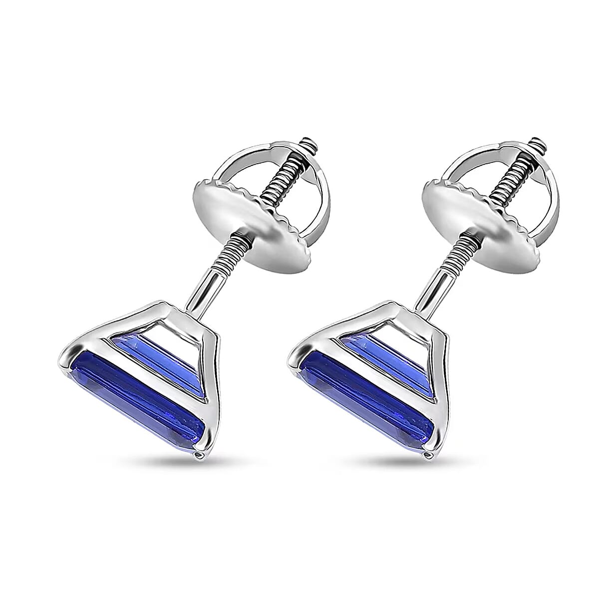 Doorbuster Rhapsody AAAA Tanzanite 4.75 ctw Solitaire Stud Earrings in 950 Platinum image number 6