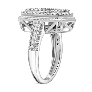  D'Joy Diamond 1.00 ctw Radiant Halo Ring in Rhodium Over Sterling Silver (Size 10.0)