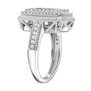  D'Joy Diamond 1.00 ctw Radiant Halo Ring in Rhodium Over Sterling Silver (Size 8.0)