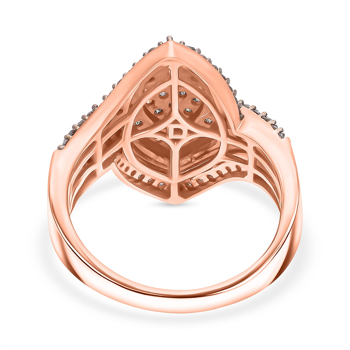 Doorbuster D'Joy Natural Champagne Diamond 1.00 ctw Ocean Waves Ring in 18K Vermeil Rose Gold Over Sterling Silver (Size 8.0) image number 3