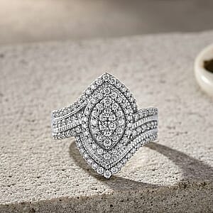 D'Joy Diamond Ring in Rhodium Over Sterling Silver 1.00 ctw (Size 10.0)