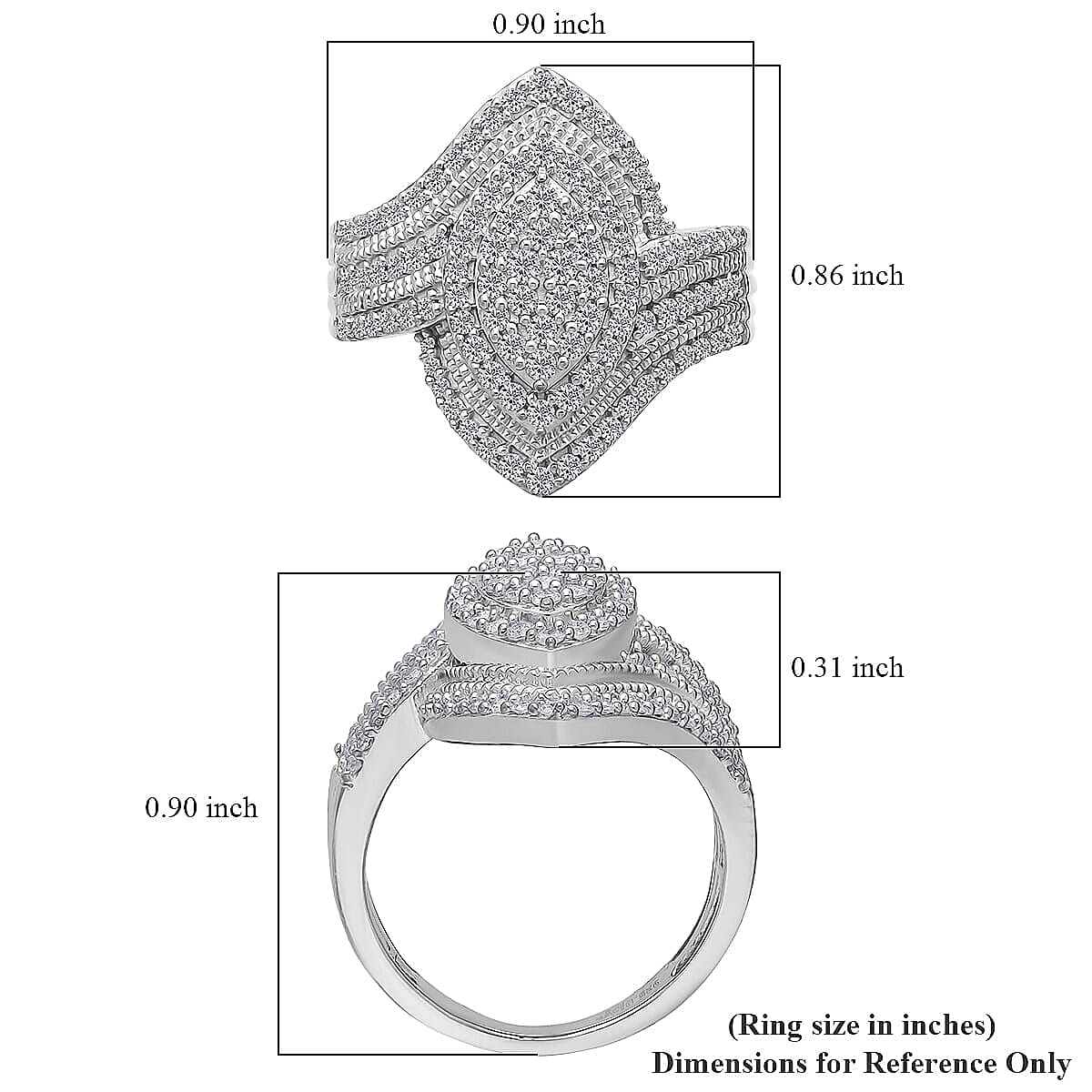 D'Joy Diamond Ring in Rhodium Over Sterling Silver 1.00 ctw (Size 10.0) image number 5