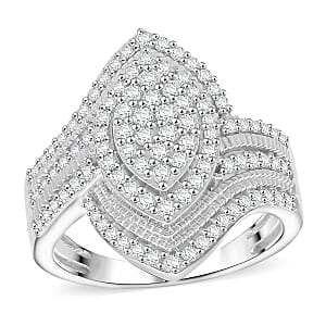 D'Joy Diamond Ring in Rhodium Over Sterling Silver 1.00 ctw (Size 6.0)