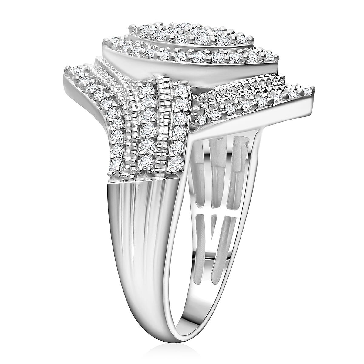 D'Joy Diamond Ring in Rhodium Over Sterling Silver 1.00 ctw (Size 6.0) image number 3