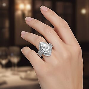 D'Joy Diamond Ring in Rhodium Over Sterling Silver 1.00 ctw (Size 8.0)