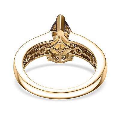 10K Yellow Gold AAA Golden Turkizite, Luxuriant Lab Grown Diamond (E-F, VS) (0.40 cts) Ring (Size 10.0) 3.25 ctw