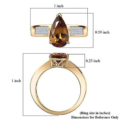 10K Yellow Gold AAA Golden Turkizite, Luxuriant Lab Grown Diamond (E-F, VS) (0.40 cts) Ring (Size 10.0) 3.25 ctw