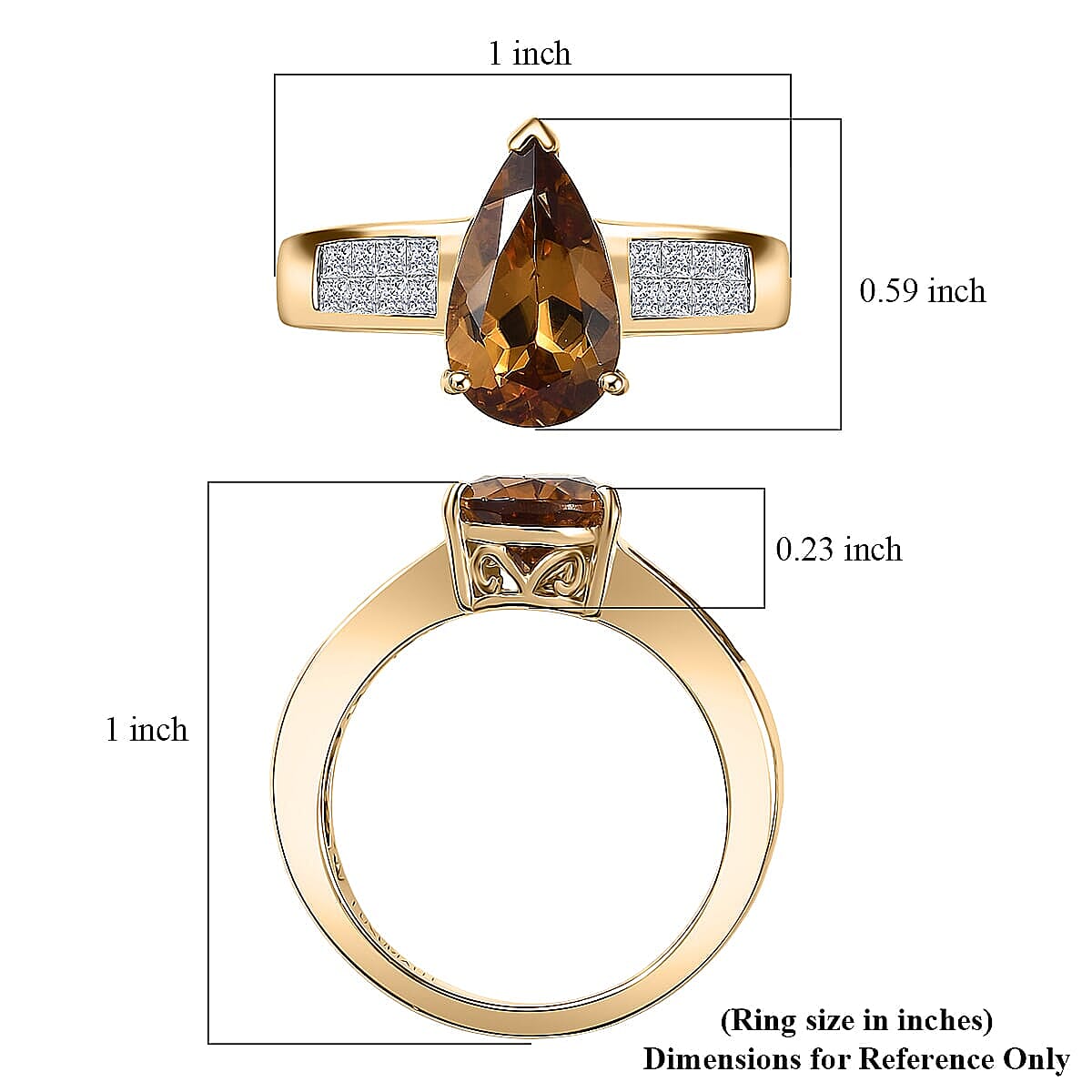 10K Yellow Gold AAA Golden Turkizite, Luxuriant Lab Grown Diamond (E-F, VS) (0.40 cts) Ring (Size 6.0) 3.25 ctw image number 5
