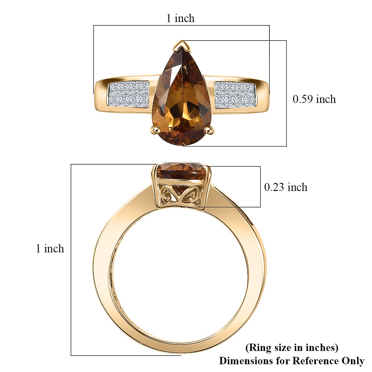 10K Yellow Gold AAA Golden Turkizite, Luxuriant Lab Grown Diamond (E-F, VS) (0.40 cts) Ring (Size 7.0) 3.25 ctw image number 5