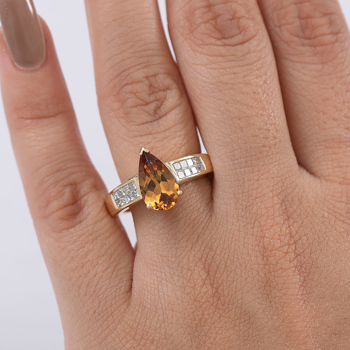 10K Yellow Gold AAA Golden Turkizite, Luxuriant Lab Grown Diamond (E-F, VS) (0.40 cts) Ring (Size 8.0) 3.25 ctw image number 2
