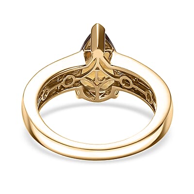 10K Yellow Gold AAA Golden Turkizite, Luxuriant Lab Grown Diamond (E-F, VS) (0.40 cts) Ring (Size 8.0) 3.25 ctw