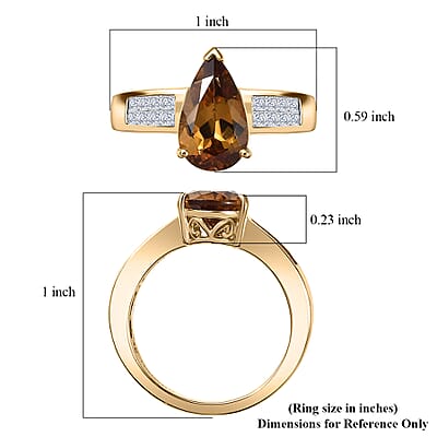 10K Yellow Gold AAA Golden Turkizite, Luxuriant Lab Grown Diamond (E-F, VS) (0.40 cts) Ring (Size 9.0) 3.25 ctw
