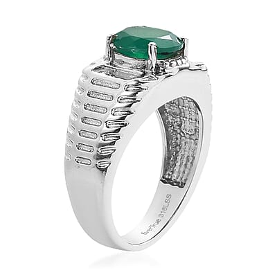 EverTrue Green Onyx Men's Ring in Stainless Steel (Size 14.0) 2.50 ctw