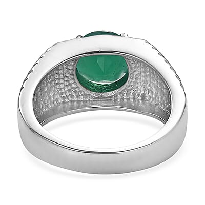 EverTrue Green Onyx Men's Ring in Stainless Steel (Size 14.0) 2.50 ctw