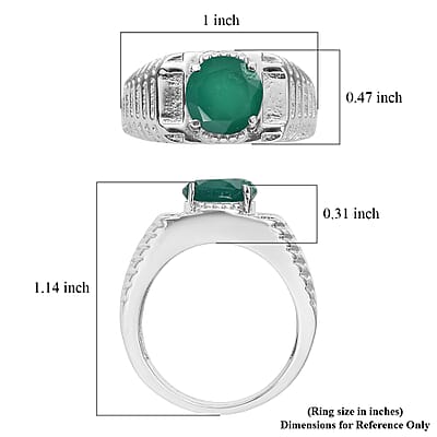 EverTrue Green Onyx Men's Ring in Stainless Steel (Size 14.0) 2.50 ctw