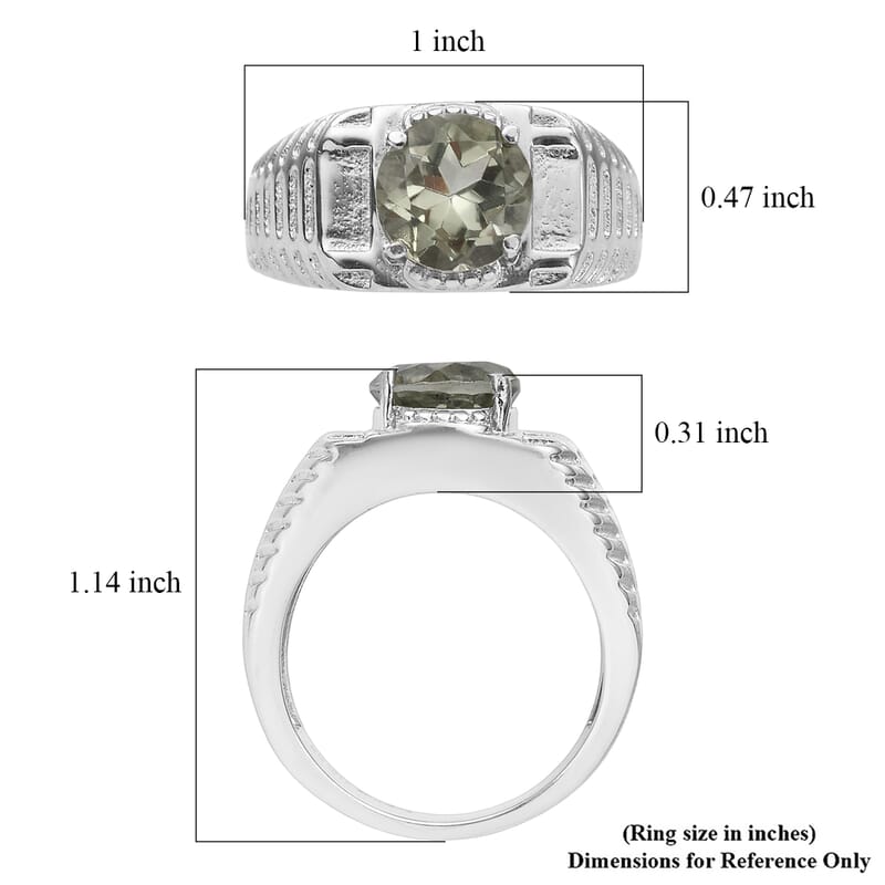 EverTrue Montezuma Prasiolite Men's Ring in Stainless Steel (Size 10.0) 2.50 ctw