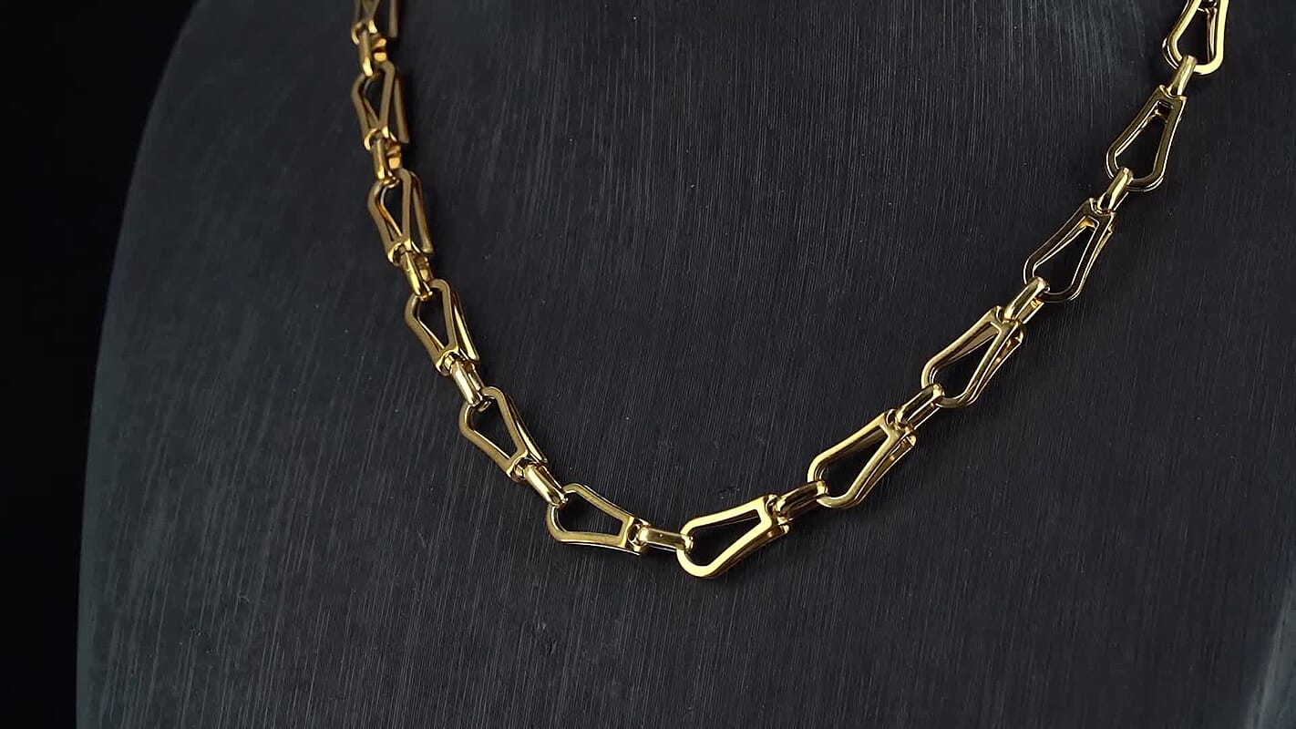 Interlocking Chain Necklace in ION Plated YG Stainless Steel 20 Inches