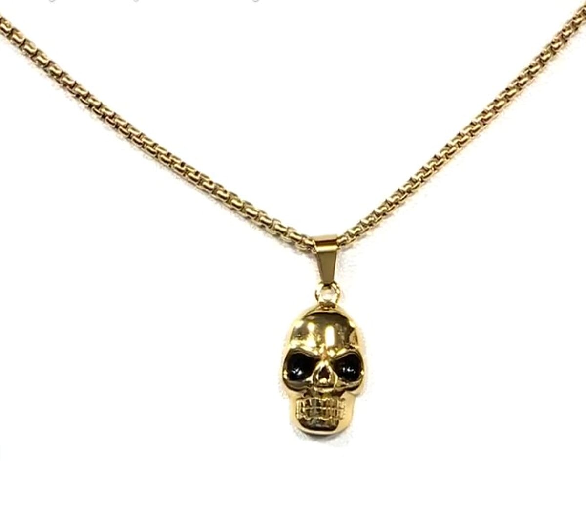 Simulated Diamond 0.30 ctw Bold Skull Pendant Necklace in ION Plated YG Stainless Steel 20-22 Inches image number 1