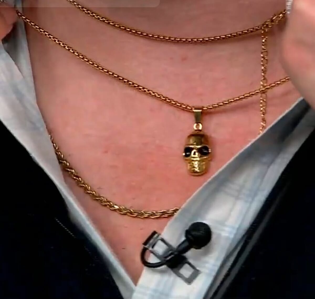 Simulated Diamond 0.30 ctw Bold Skull Pendant Necklace in ION Plated YG Stainless Steel 20-22 Inches image number 3