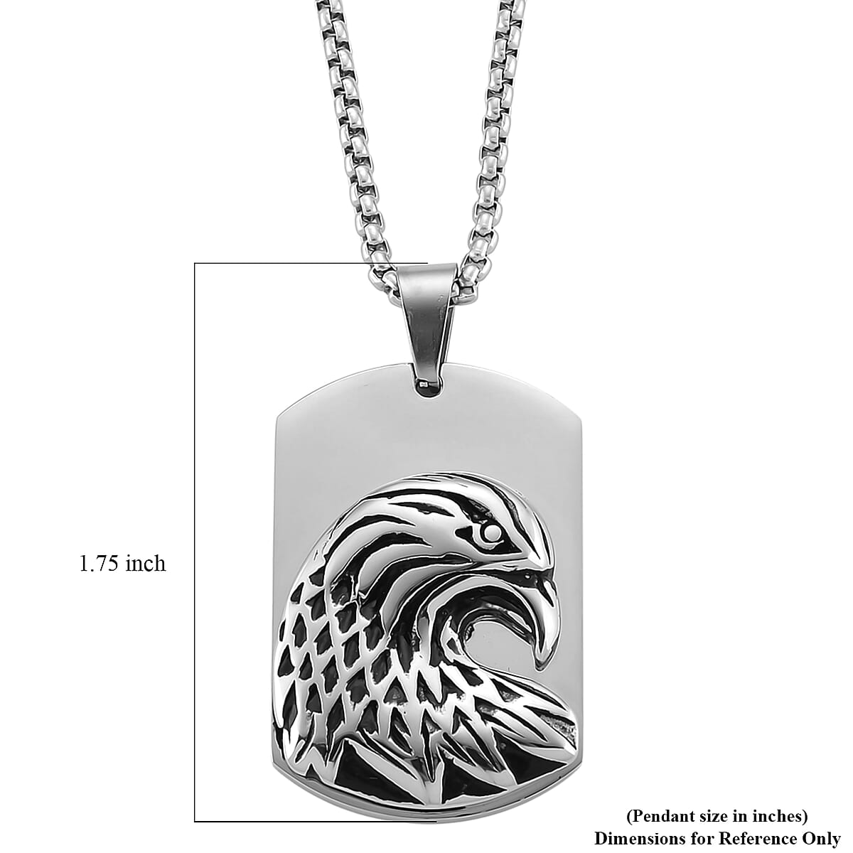 Eagle Pendant Necklace in Black Oxidized and Stainless Steel 20-22 Inches  image number 6