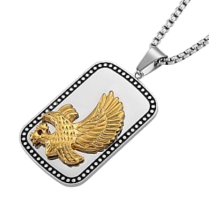 Eagle Pendant Necklace in ION Plated YG, Black Oxidized and Stainless Steel (20-22 Inches)