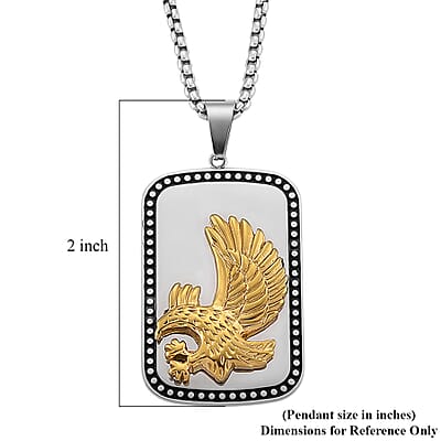 Eagle Pendant Necklace in ION Plated YG, Black Oxidized and Stainless Steel (20-22 Inches)