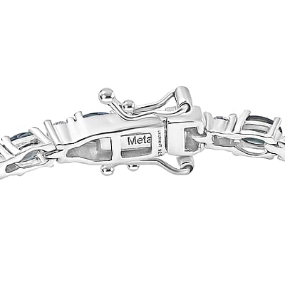 Luxuriant AAA Lab Grown Alexandrite and Lab Grown Diamond G-H SI 10.50 ctw Bracelet in Rhodium Over Sterling Silver (7.50 In)