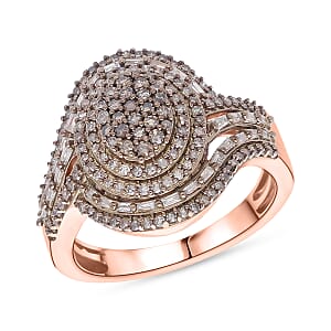 Doorbuster D'Joy Natural Champagne Diamond 1.00 ctw Cocktail Ring in 18K Vermeil Rose Gold Over Sterling Silver (Size 10.0)