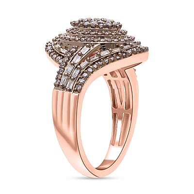 D'Joy Natural Champagne Diamond Cocktail Ring in 18K Vermeil RG Over Sterling Silver 1.00 ctw (Size 10.0)