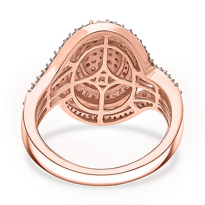 D'Joy Natural Champagne Diamond Cocktail Ring in 18K Vermeil RG Over Sterling Silver 1.00 ctw (Size 10.0)