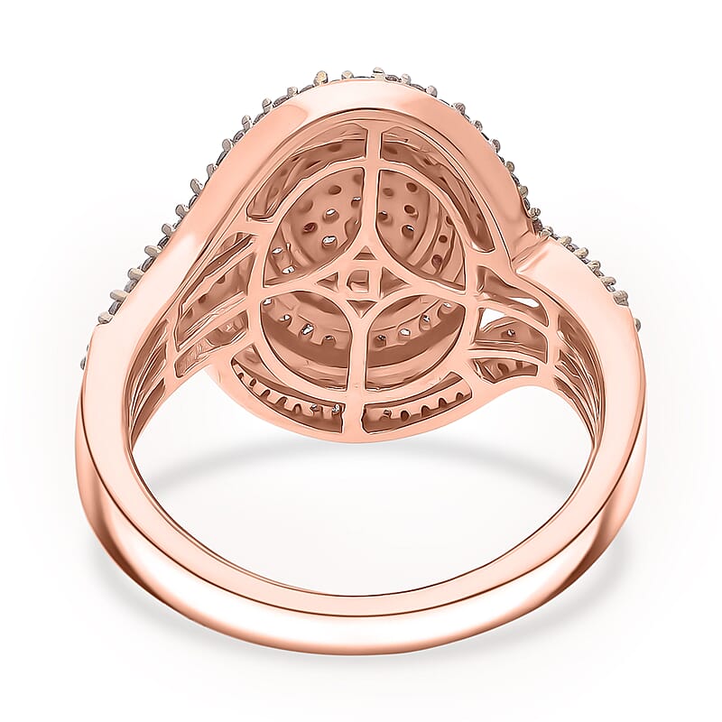 D'Joy Natural Champagne Diamond Cocktail Ring in 18K Vermeil RG Over Sterling Silver 1.00 ctw (Size 10.0)