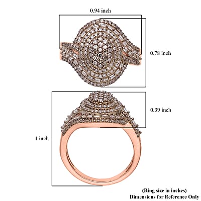 D'Joy Natural Champagne Diamond Cocktail Ring in 18K Vermeil RG Over Sterling Silver 1.00 ctw (Size 10.0)
