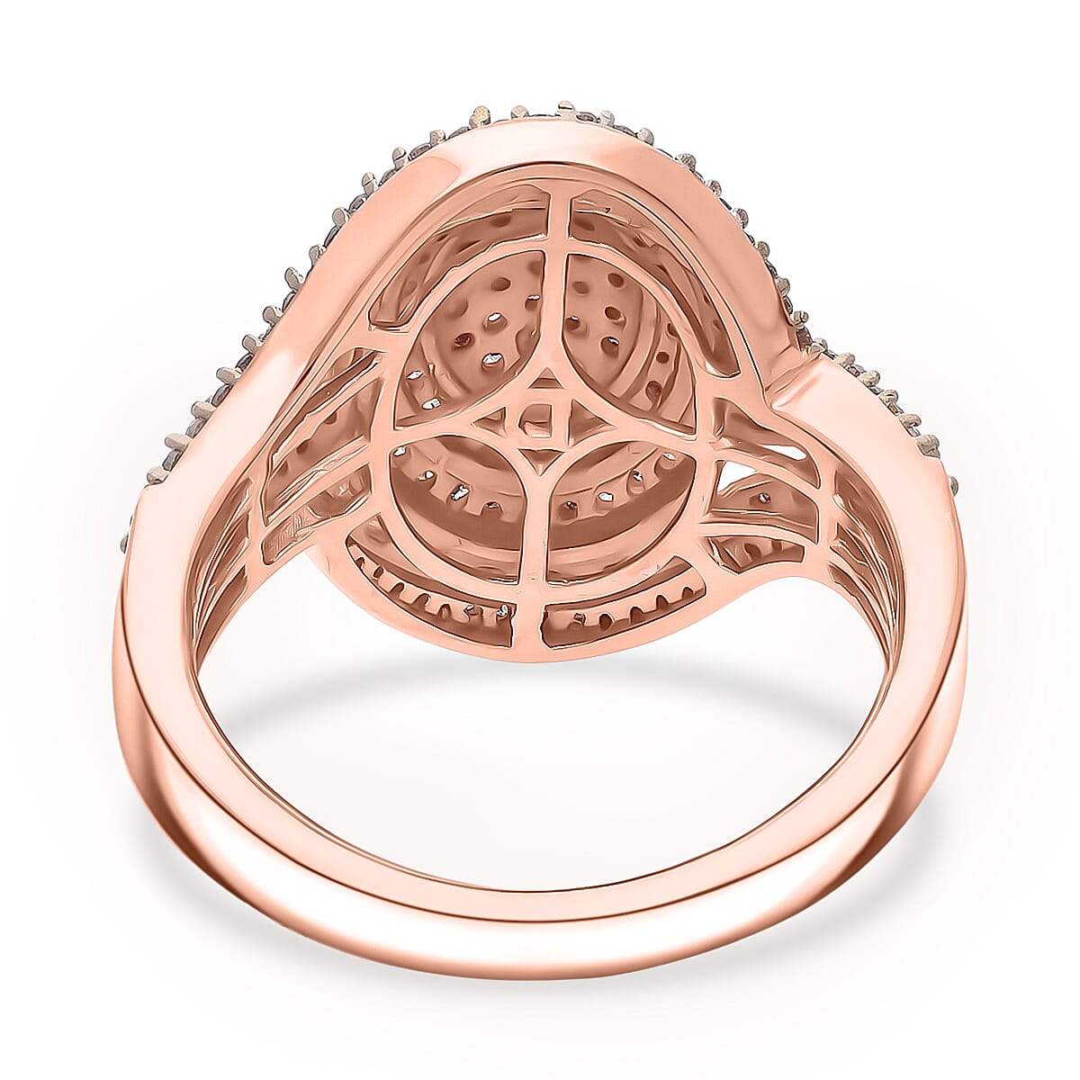 Doorbuster D'Joy Natural Champagne Diamond 1.00 ctw Radiant Halo Ring in 18K Vermeil Rose Gold Over Sterling Silver (Size 7.0) image number 4