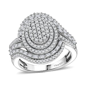 D'Joy Diamond Cocktail Ring in Rhodium Over Sterling Silver 1.00 ctw (Size 10.0)