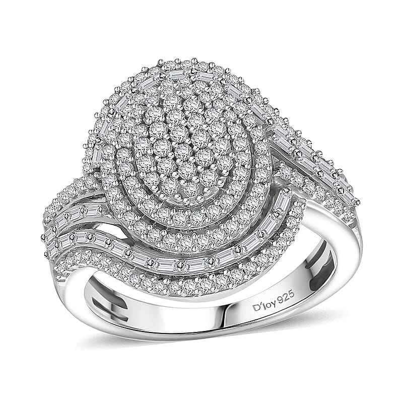 D'Joy Diamond Cocktail Ring in Rhodium Over Sterling Silver 1.00 ctw (Size 10.0)