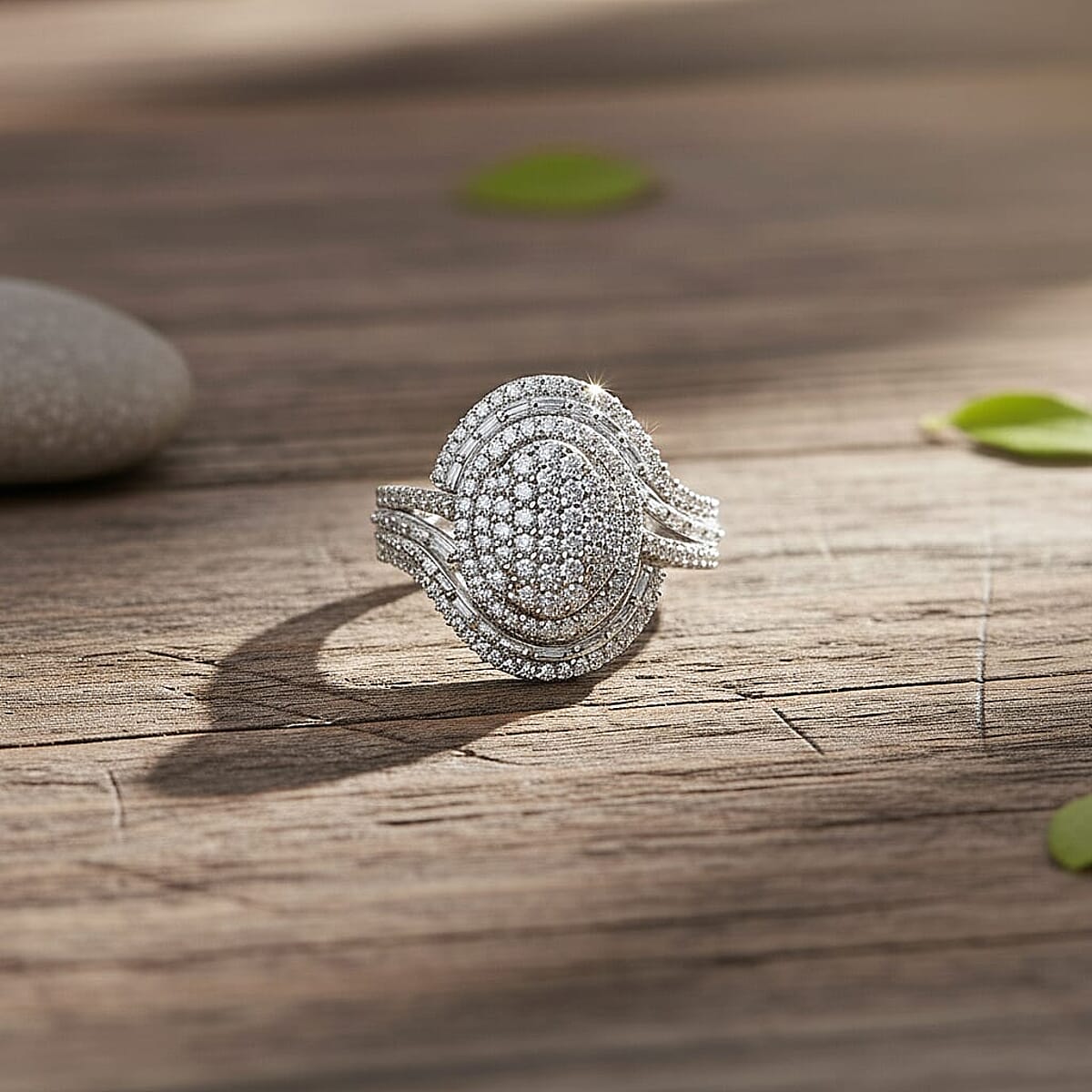 D'Joy Diamond Cocktail Ring in Rhodium Over Sterling Silver 1.00 ctw (Size 10.0) image number 1