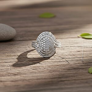 D'Joy Diamond Cocktail Ring in Rhodium Over Sterling Silver 1.00 ctw (Size 10.0)