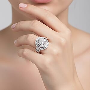 D'Joy Diamond Cocktail Ring in Rhodium Over Sterling Silver 1.00 ctw (Size 10.0)