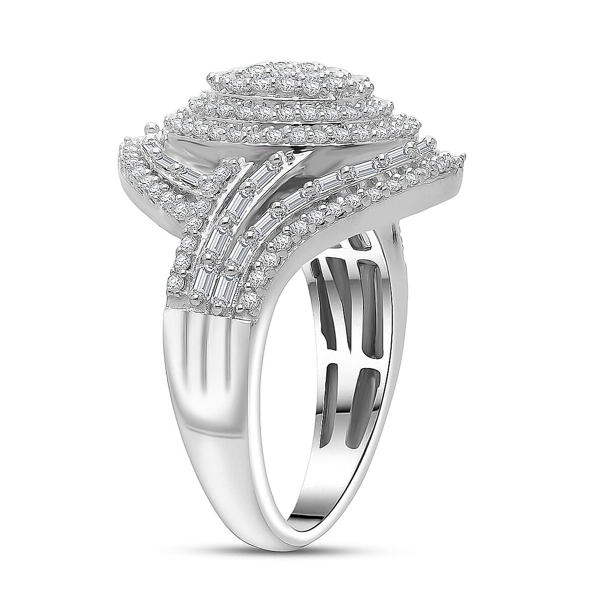 D'Joy Diamond Cocktail Ring in Rhodium Over Sterling Silver 1.00 ctw (Size 10.0) image number 3