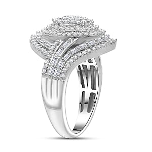 D'Joy Diamond Cocktail Ring in Rhodium Over Sterling Silver 1.00 ctw (Size 10.0)