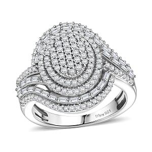 D'Joy Diamond Cocktail Ring in Rhodium Over Sterling Silver 1.00 ctw (Size 7.0)