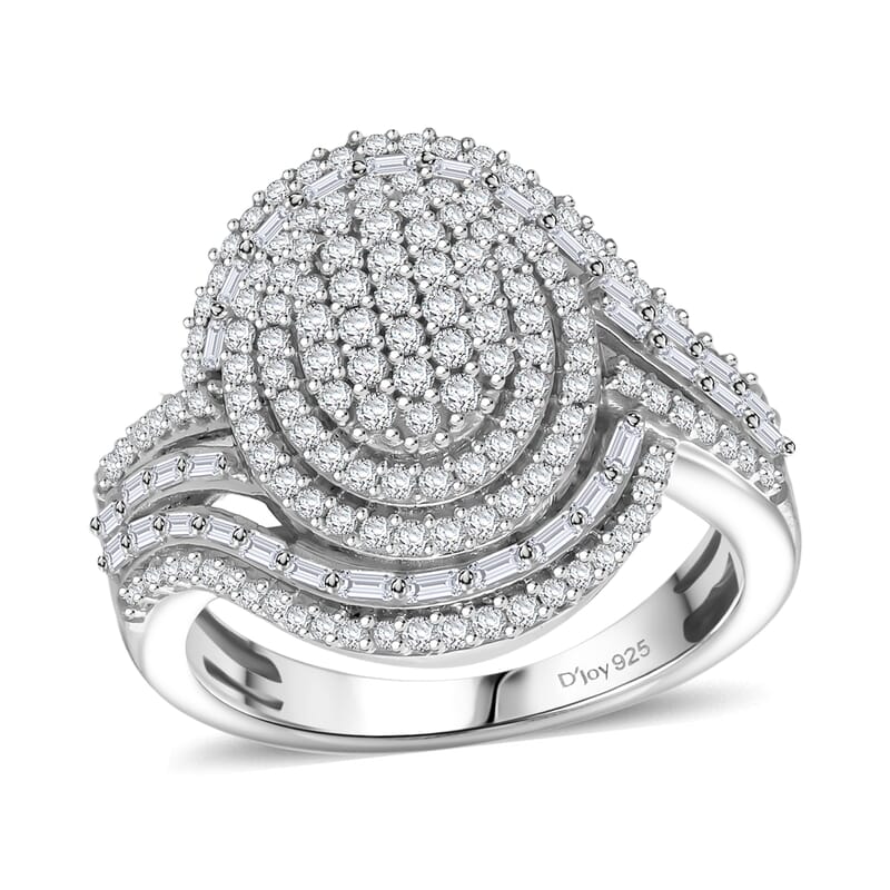 D'Joy Diamond Cocktail Ring in Rhodium Over Sterling Silver 1.00 ctw (Size 9.0)