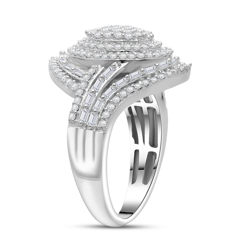 D'Joy Diamond Cocktail Ring in Rhodium Over Sterling Silver 1.00 ctw (Size 9.0)